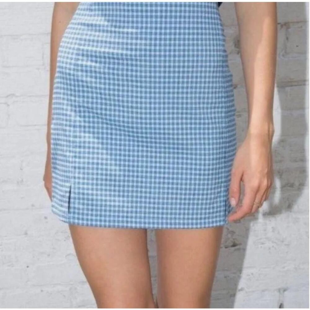 Brandy Melville NWT Blue Cara Plaid Mini Pencil Skirt S‎